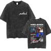 Rapper Melendi Tour  Vintage Washed Graphic TShirt Mens Hip Hop Fans Gift Short Sleeve T Shirt Pure Cotton Tees Streetwear
