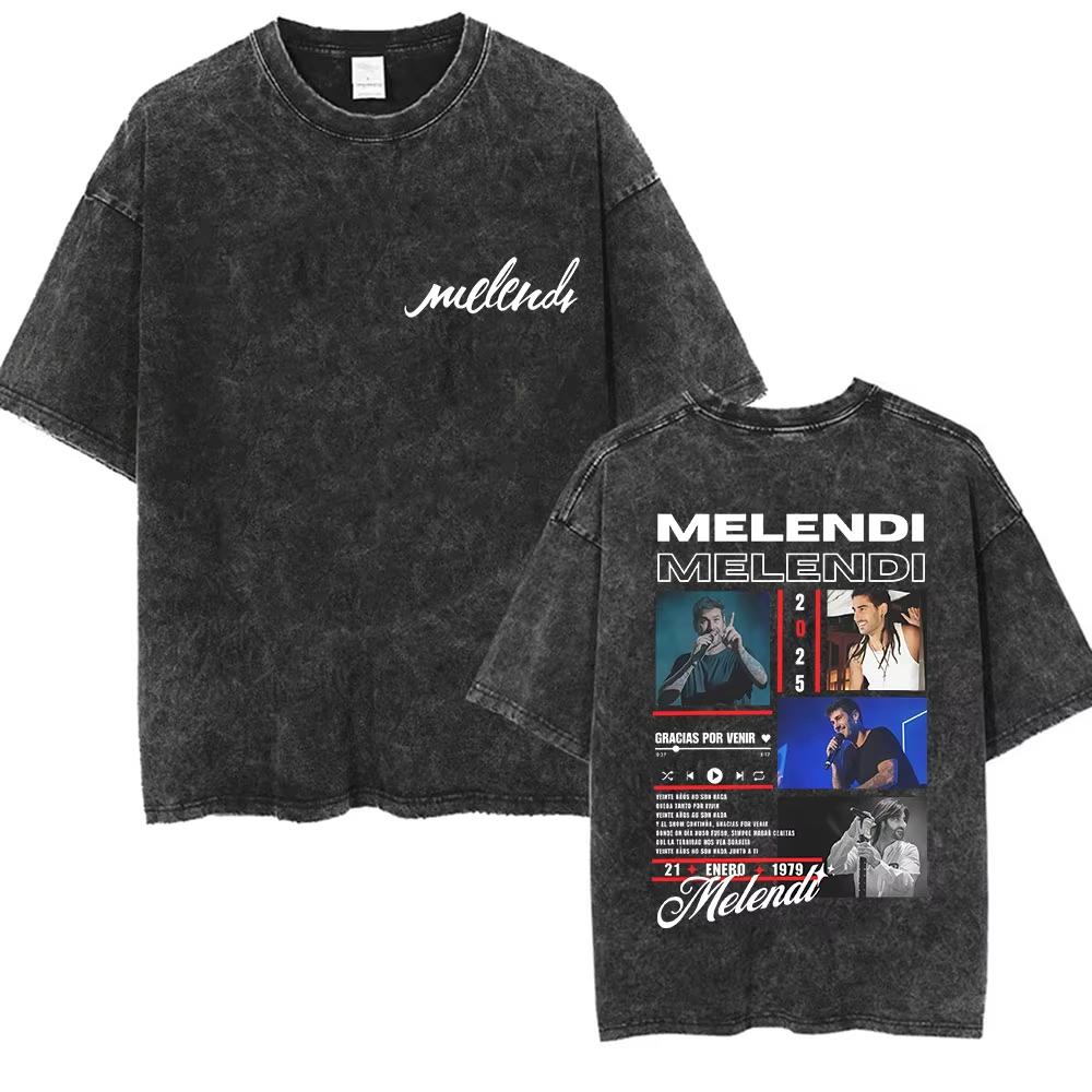 Rapper Melendi Tour Vintage Washed Graphic TShirt Mens Hip Hop Fans Gift Short Sleeve T Shirt Pure Cotton Tees Streetwear
