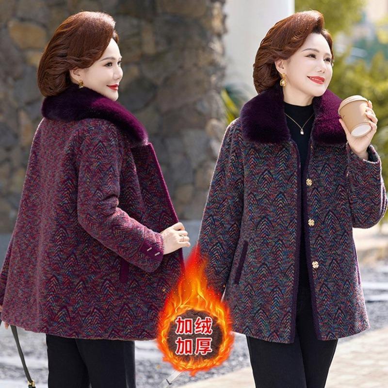Winter mink coat velvet women's thickened coat old lady warm clothes