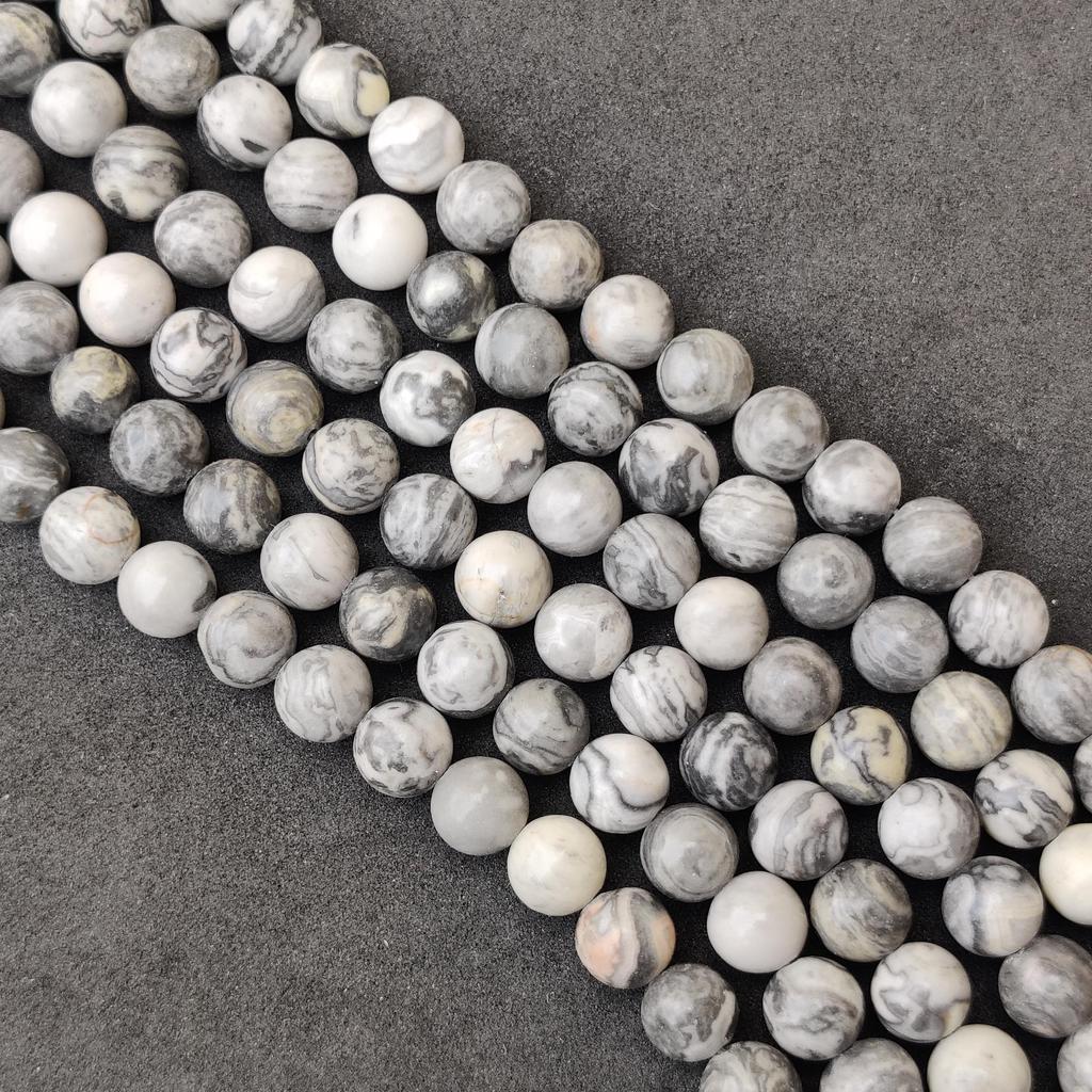 Amazing Matt Gray Map Jasper Natural Gemstone Beads, Loose Gemstone Beads, 6mm 8mm 10mm Smooth Round Beads.