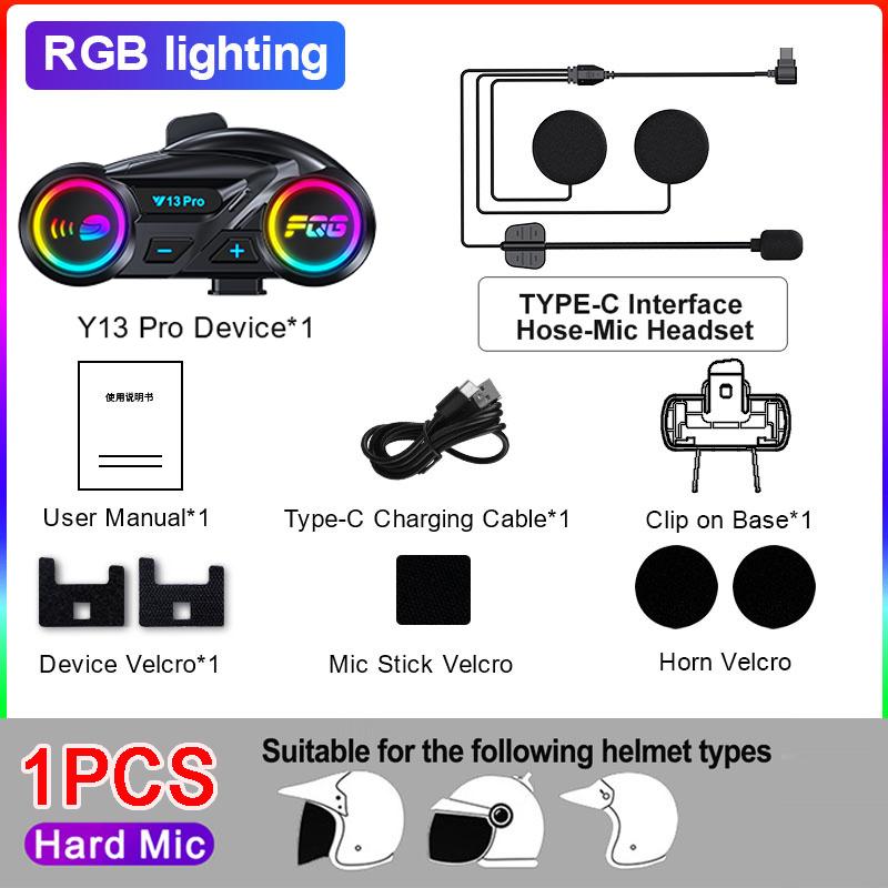 Motorcycle Helmet Intercom 500M V6.0 Bluetooth Interphone FM & Music Share Headset Handsfree Call Noise Reduction Waterproof
