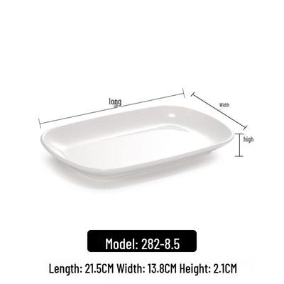Handun White Rectangular Melamine Plates, Set of 5