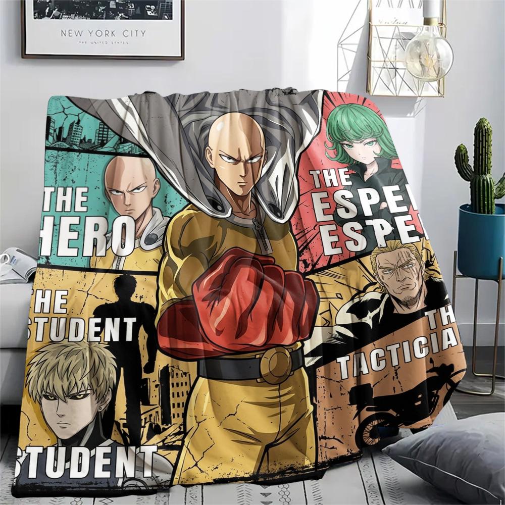 1PC Onepunch Man Patterned Flannel Blanket Suitable For All Seasons For Home Decor Warmth And Comfort Gifts Holiday Present