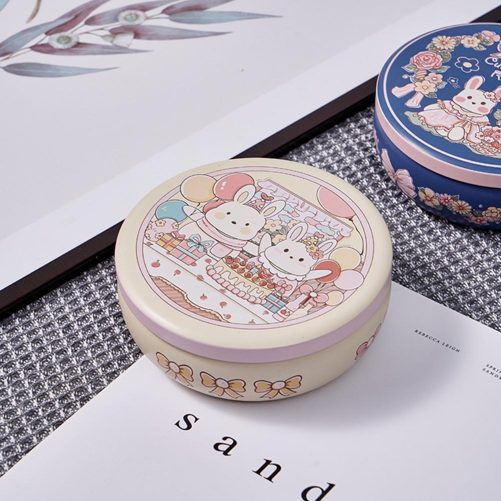 Round Candy Box Three-dimensional Pattern Biscuit Storage Box Earphone Container Tin Box  Wedding