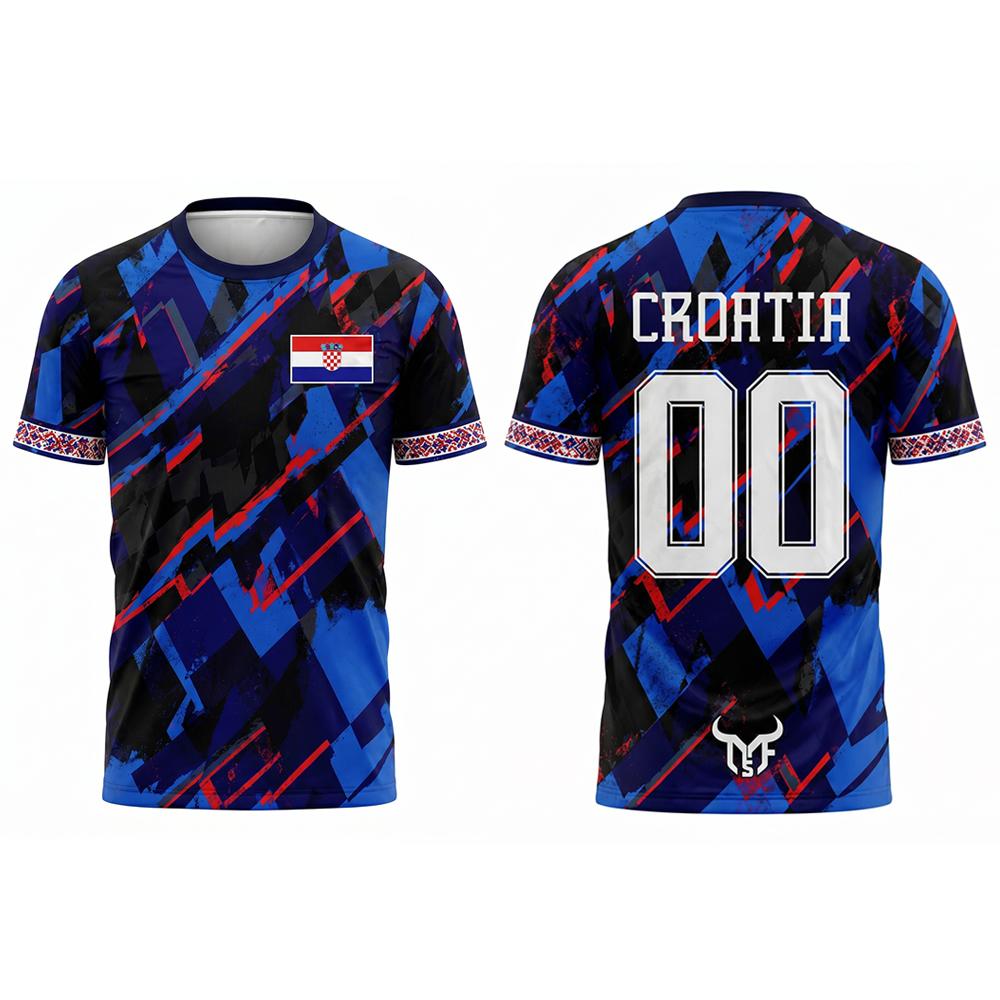 

2026 New Croatia Flag Print Football T-shirt Sport Casual Breathable Quick-drying Jersey Unisex Outdoor Fashion Soccer Uniform 6XL