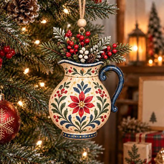 Holiday Party Wall Adornments Folk Art 2D Ornament, Acrylic Christmas Hanging Decoration, Retro Nutcracker Decorative Background Accents Angel