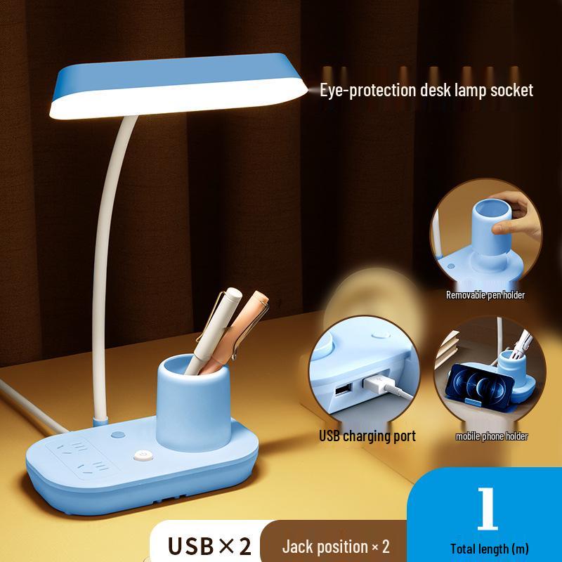 AA Grade LED Eye-Protection Desk Lamp with USB, Soft Light, Night Light, and Wireless Charging for Bedroom or Bedside