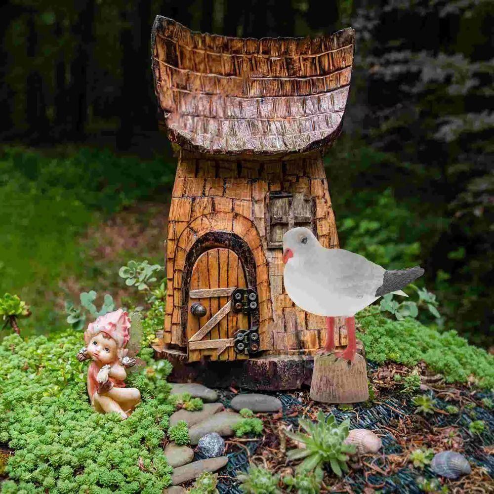 2 Pcs Unique Red-billed Gull Model Miniature Simulation Seagull Sculpture Table