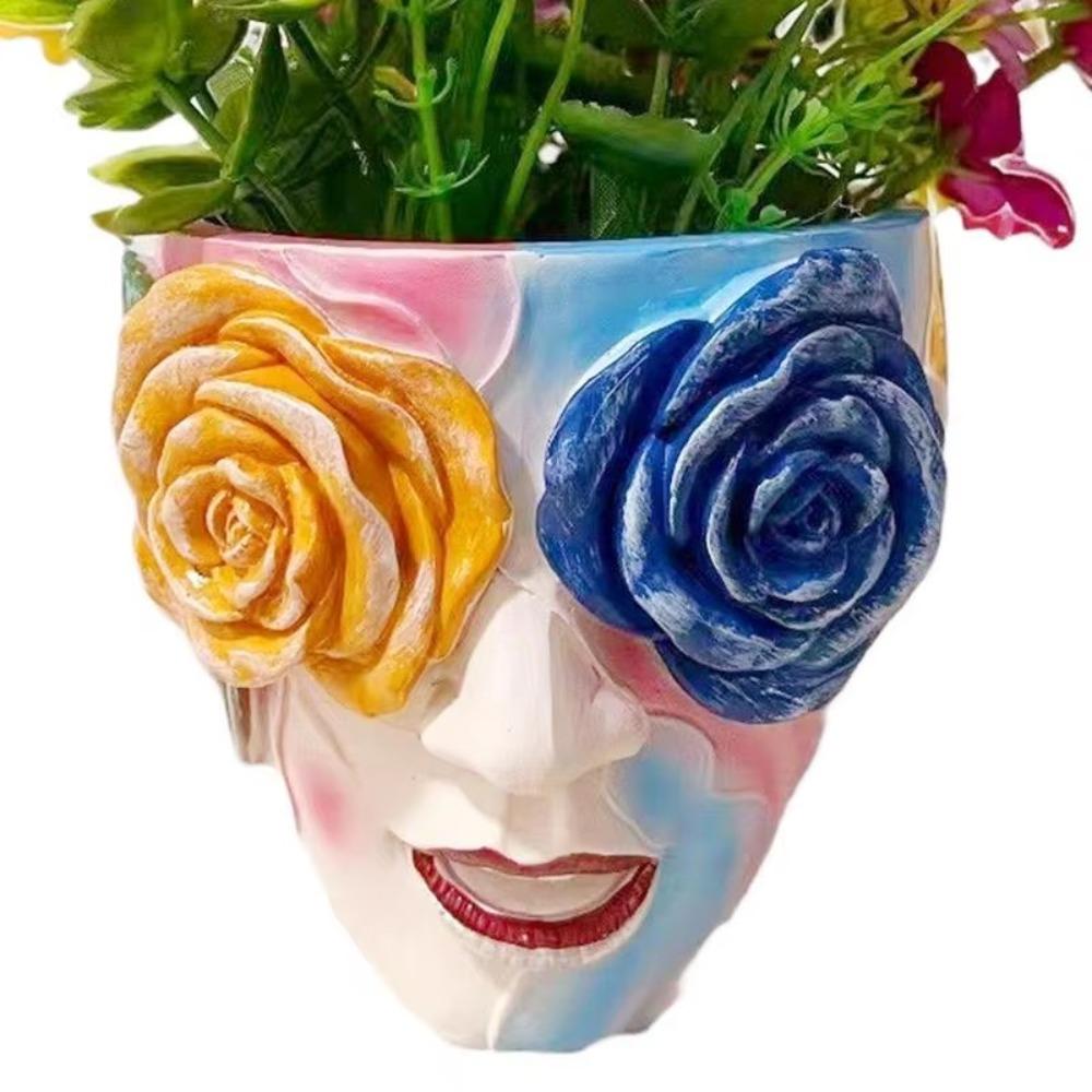 Rose Eyes Girl Face Flowerpot Colorful Succulents Flower Pot Figure Planter Living Room Balcony