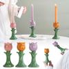 Nordic Style Flower-shaped Candlestick Simple Design Ceramic Tulip Candle Stand  Photography Props