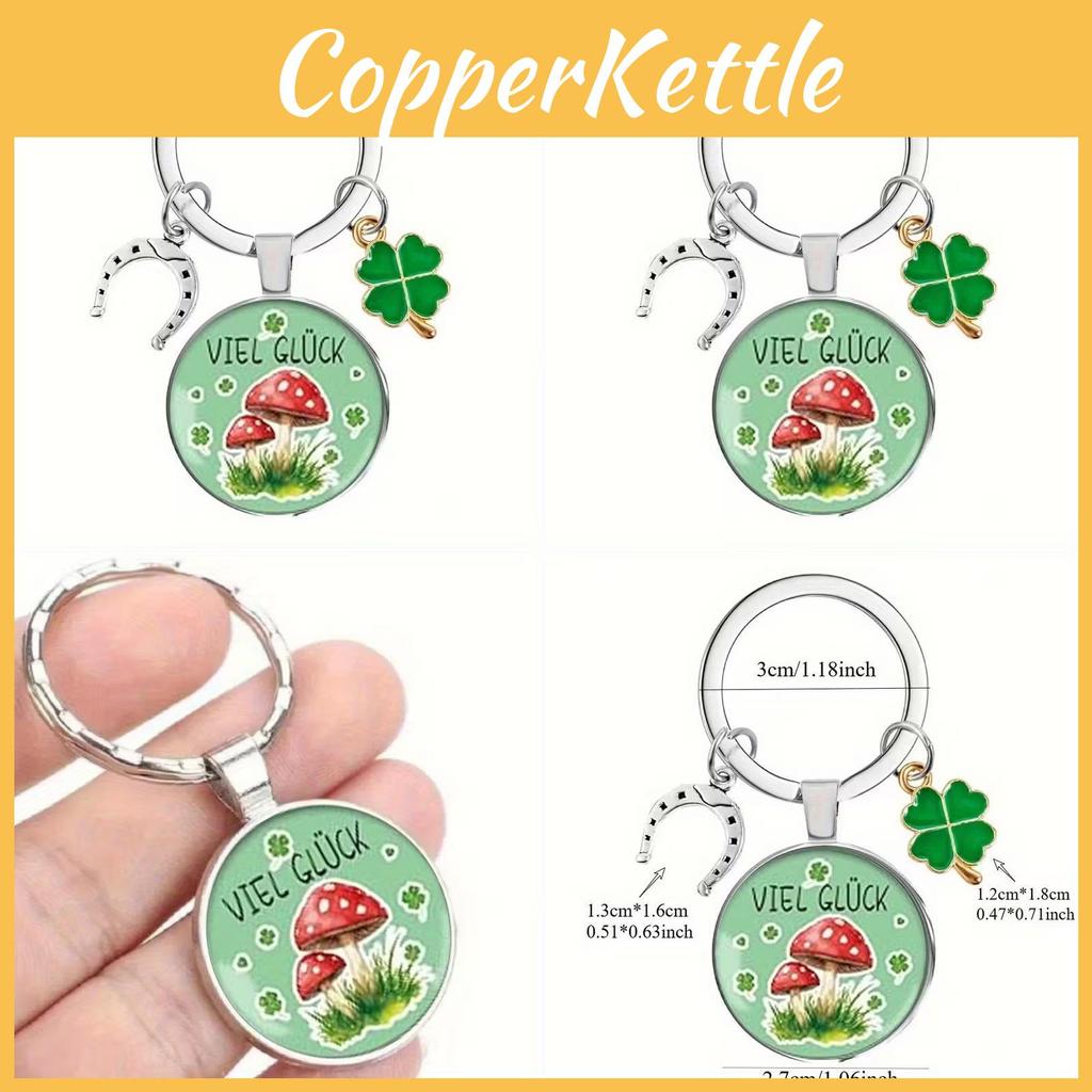 Clover Leaf Four And Mushroom Keychain Cute Pendant For Holiday Event Gift