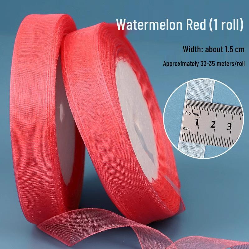 1.5cm Transparent Snow Yarn Ribbon for Gift Wrapping, DIY Crafts, Hair Accessories, and Chiffon Projects.