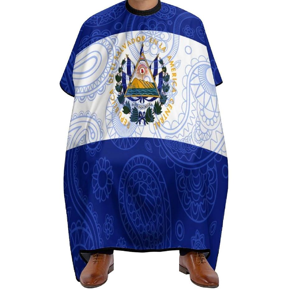 

El Salvador Paisley Flag Professional Hair Cutting Cape Apron Salon Haircut Barber Hairdressing with Snap Closure