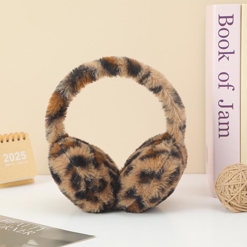 Leopard Print Plush Ear Muffs - Soft, Warm, and Windproof Ear Covers for Versatile Protection