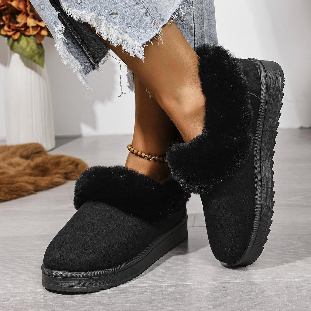 Fashion New Fluffy Women's Slippers Winter with Thick Sole for Indoor Anti-Slip Warmth At Home with Fur Lining for Couples Snow Boots