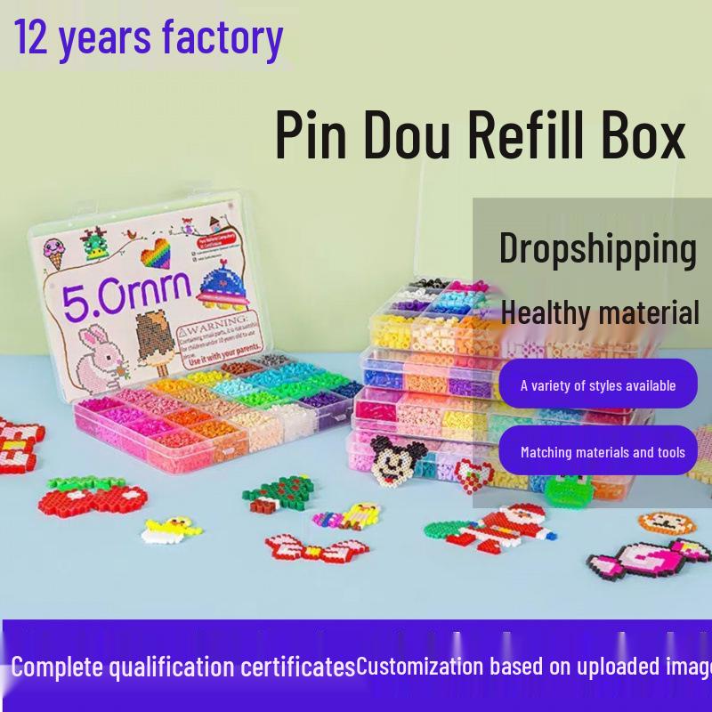 72-Color 2.6mm & 48-Color 5mm Fuse Beads Refill Set for DIY Handmade Educational Projects
