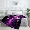 Purple Glowing Butterflies Magic Fantasy Flannel Blanket Soft Throw Blanket Mystical Design Bedroom Decor Gift for Her