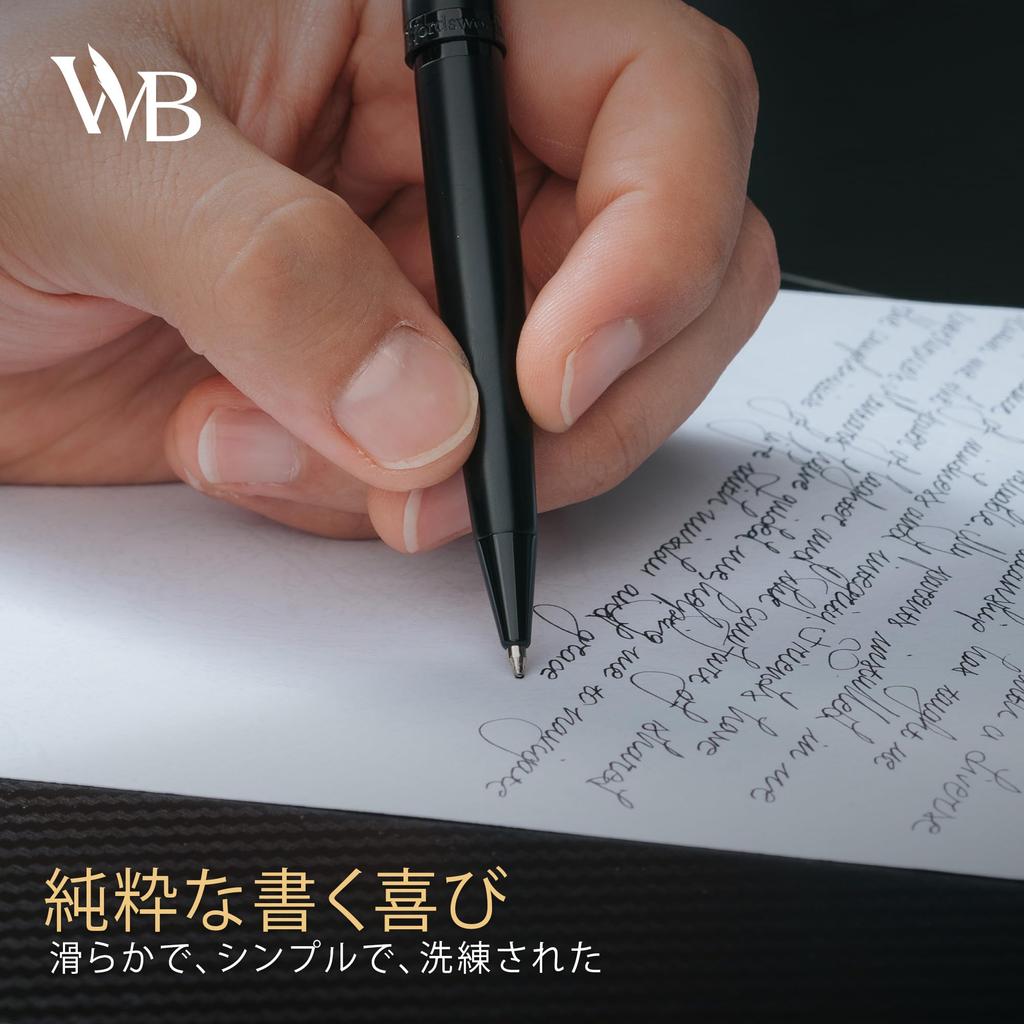 Wordsworth and Black Ballpoint All Black Lacquer Stunningly Luxurious Pen with Ink Gift for Men Beautiful Fine Nib Pen, - Refills, & Women,