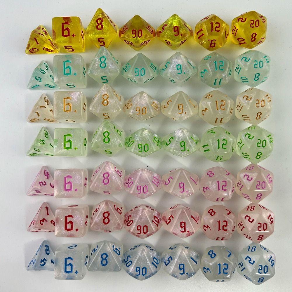 7Pcs/Set 7-Die Polyhedral Dice Acrylic Game Dice New DND Dice  For TRPG DND