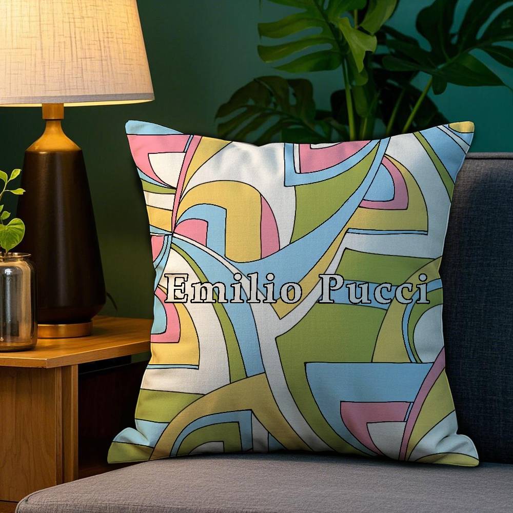 Fashion EEEEmilio logo PPucci Pillow Case Plush Fabric Soft Double Sided Print Sofa Cushion Cover Throw Pillow Covers