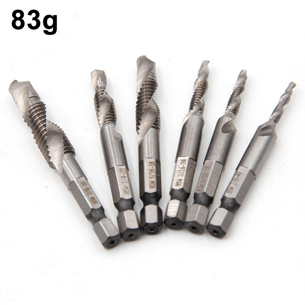 

6PC Британская система Композитный Метчик Быстрорежущая сталь 4341 Машинный Метчик Отверстие Фаска Метчик Инструмент Сверление и Нарезание Резьбы Интегрированный Набор