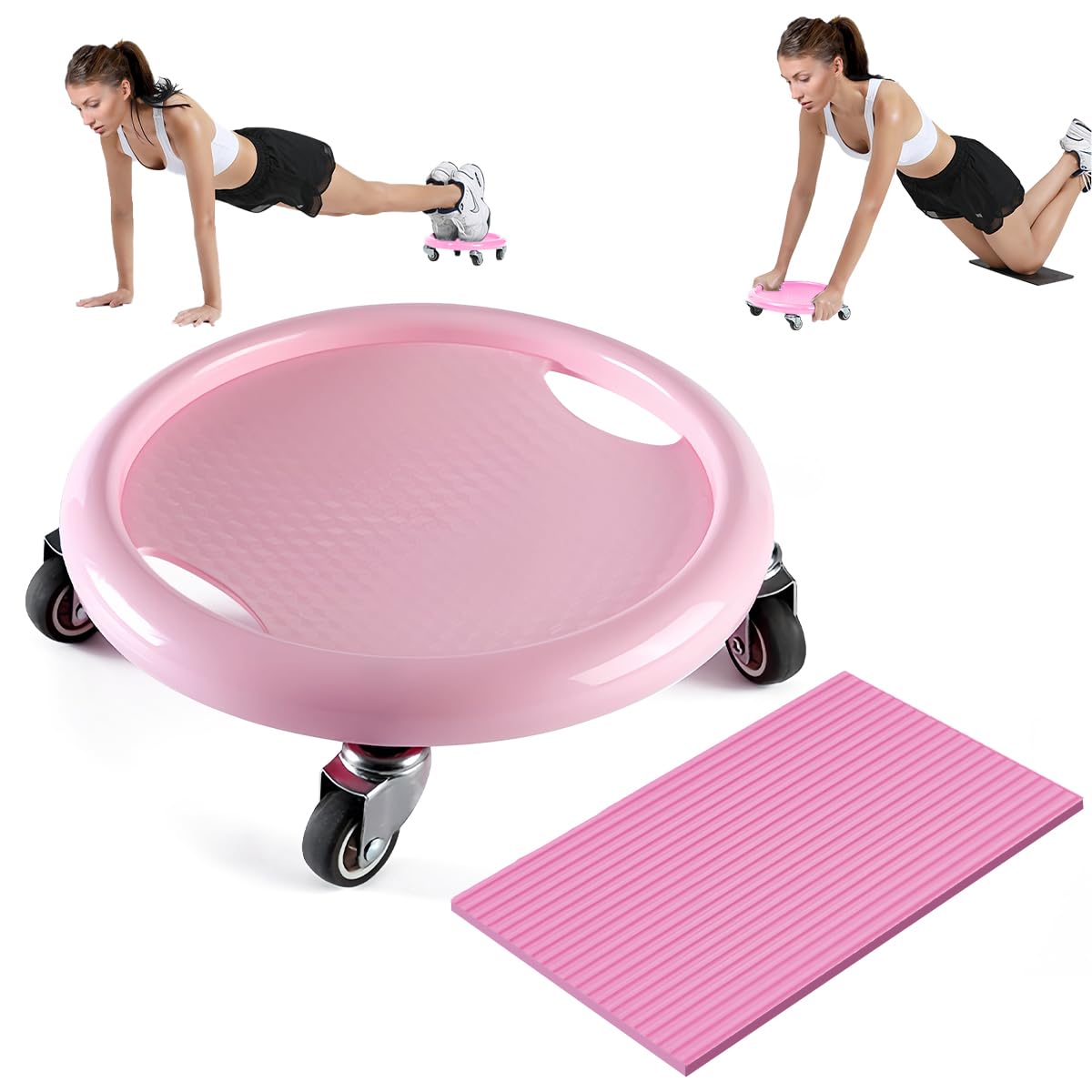 Ab roller, women s multi-functional ab wheel board with pad, 360° rotation, for full-body fat burning and belly slimming Pack of 1 розовый