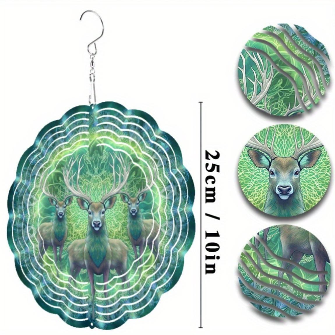 

10 Inch Metal Wind Chime with Deer Design for All Seasons 360 Degree Swivel Hook Garden Decor No Electricity Needed 01A