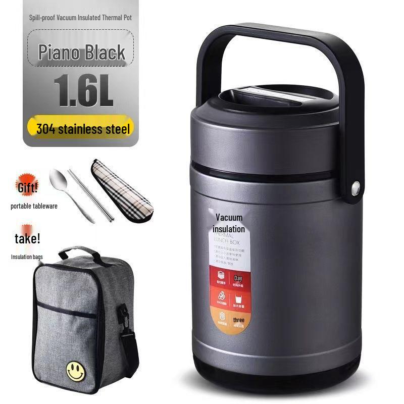 304 Stainless Steel Triple-Layer Insulated Lunch Box for Students & Office Workers