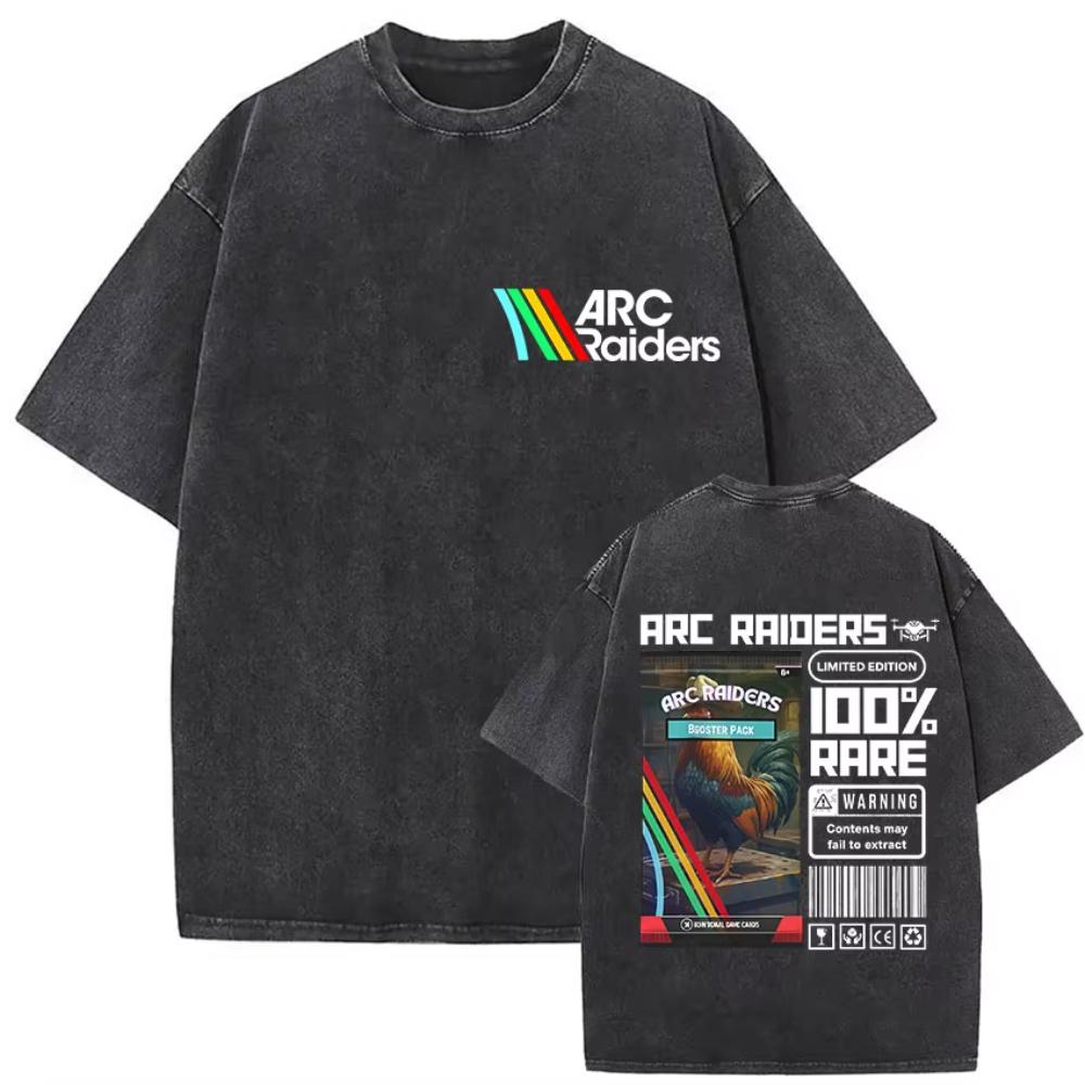Vintage Washed Game ARC Raiders Graphic T Shirt Men's Cosplay Gothic Short Sleeve T-shirts Casual High Quality Tshirt Streetwear