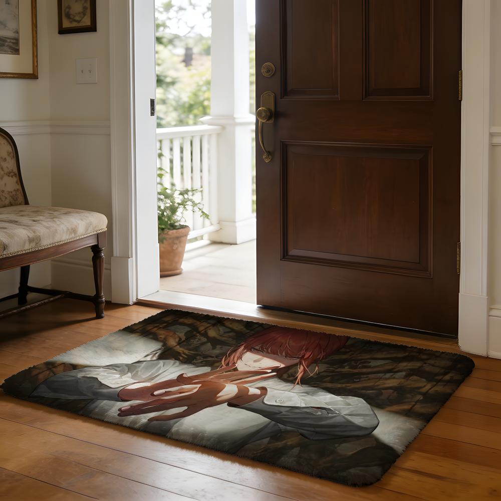 Hot Anime CChainsaw MMan Floor Mat Soft Flannel Absorbent Mat Non-Slip Rug Home Bedroom Bathroom