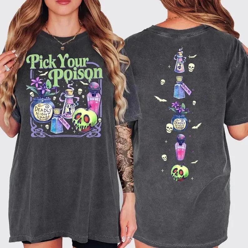 Funny Poison Graphic Shirt Spooky Season Two Sided Retro Halloween Tee XL