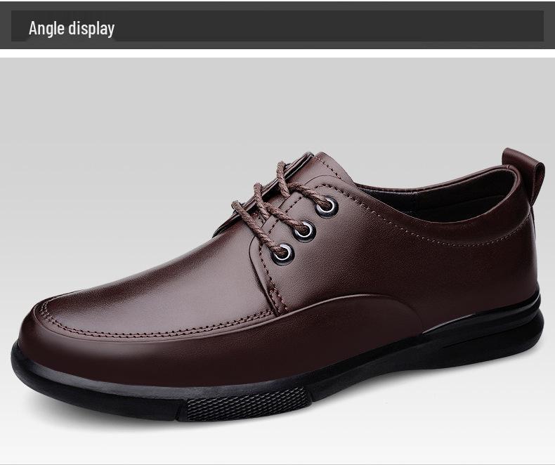 Autumn New Men’s Breathable Leather Loafers - Soft Sole Cowhide Casual Shoes for Middle-Aged Men