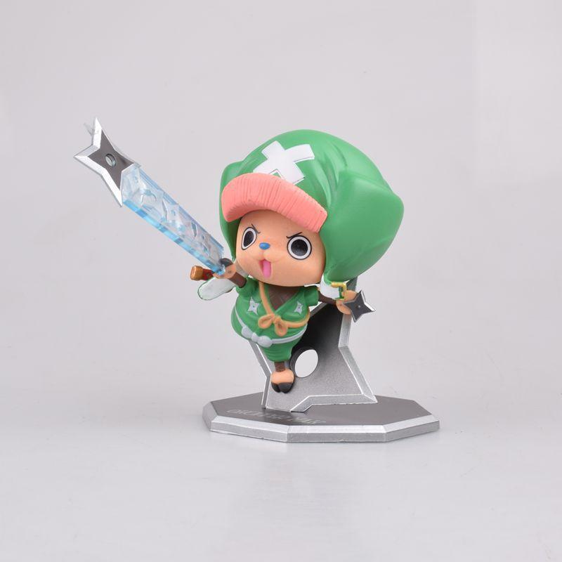 Anime One Piece Tony Tony Chopper Wano Ninja Figure, PVC Statue with Exchangeable Hands, Desktop Ornament Collectible Toy
