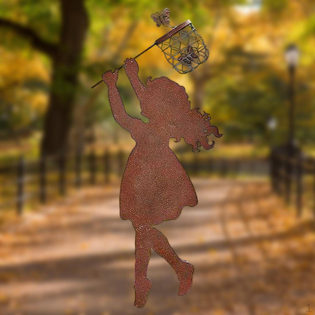 

Ставки Мальчик в погоне за стрекозой Стоящий силуэт Статуя Кол для сада Новоселье Двор Газон Girl