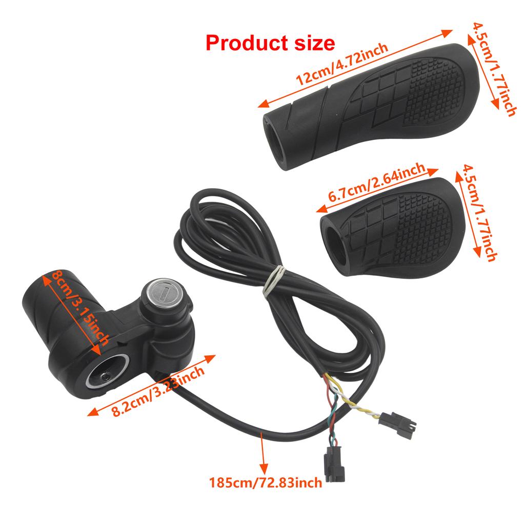 5V E-Bike Throttle Accelerator Hall Half Turn Handle with Electric Door Lock Key Scooter Repair Accessory Throttles 2