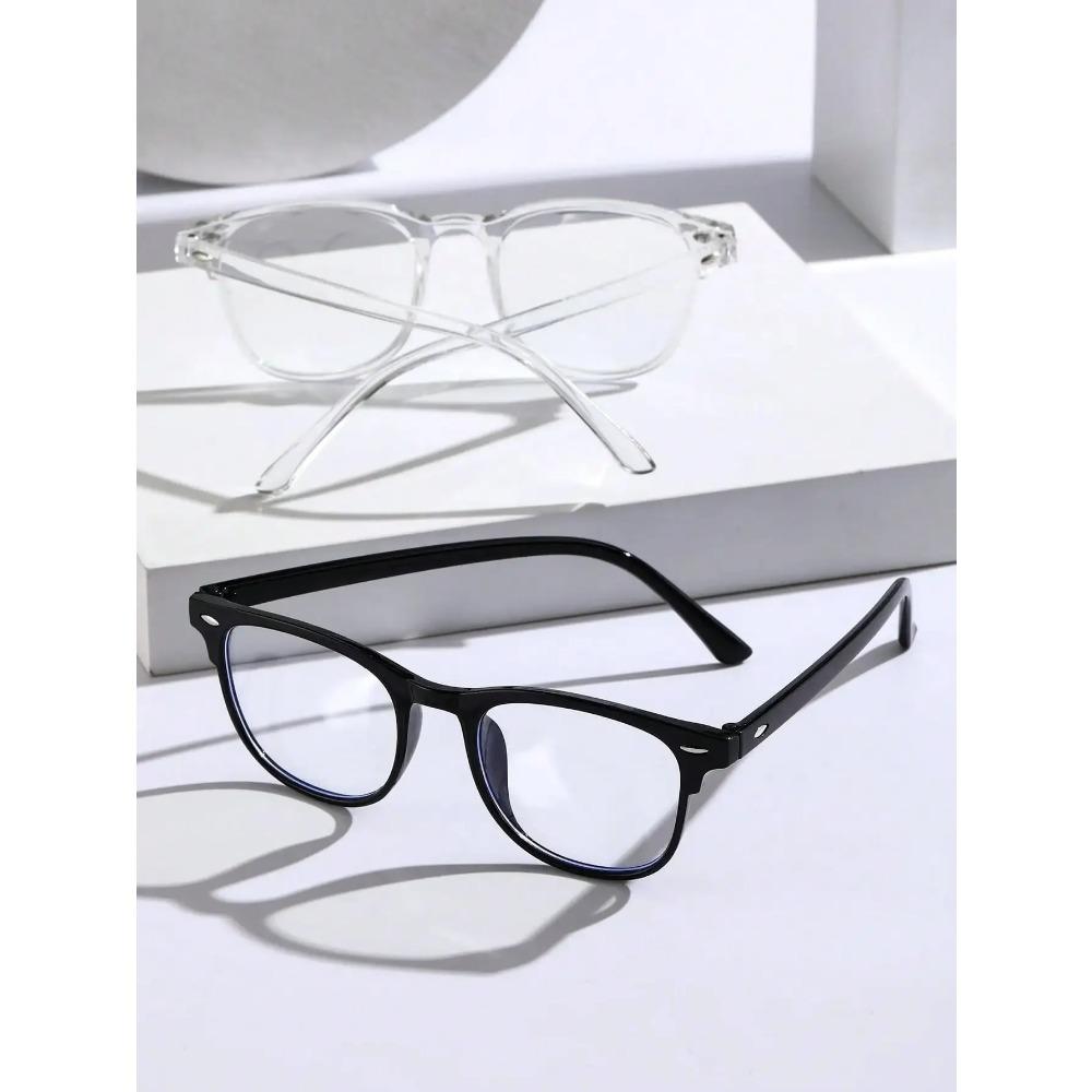 Trendy Transparent Square Anti Blue Light Glasses Clear Plastic Frame For Back To School Accessories