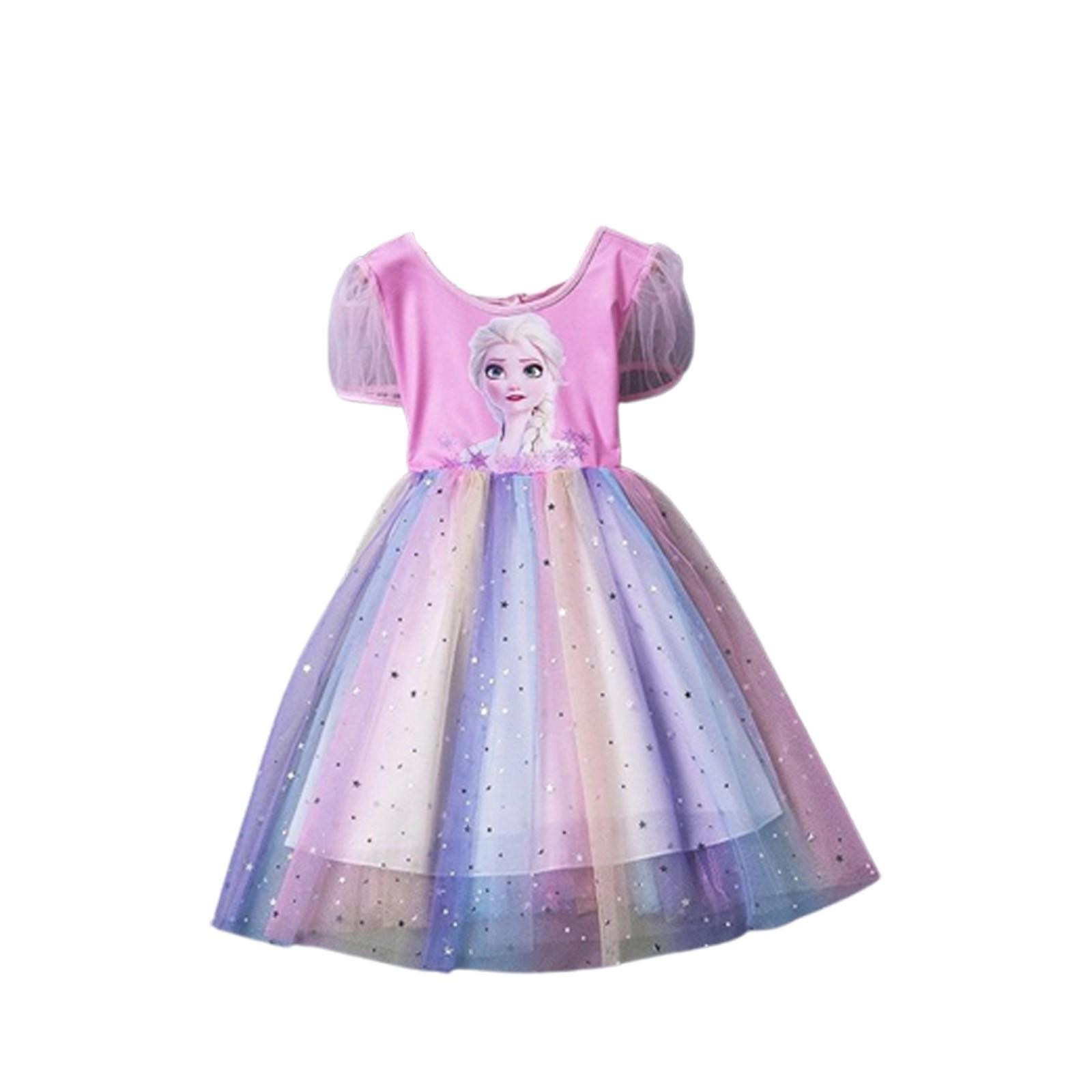 

Платье для девочек Летнее детское радужное платье Летнее платье 110 розовый