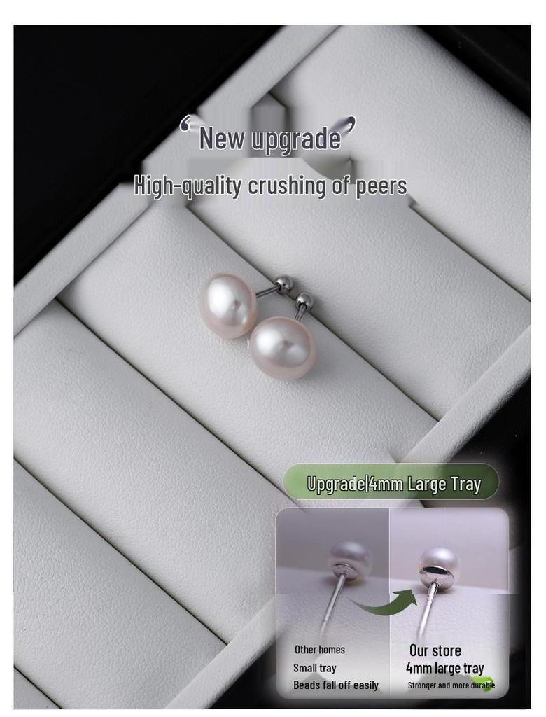 Elegante 999er Sterling Silber Schraubverschluss Süßwasserperlen Steckerohrringe für Damen - Leichter Luxus, Anti-Drop, Nischen-Design