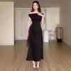 2026 French Style Slimming One-Shoulder Long Dress for Women - Elegant, Hip-Hugging, and Waist-Cinching