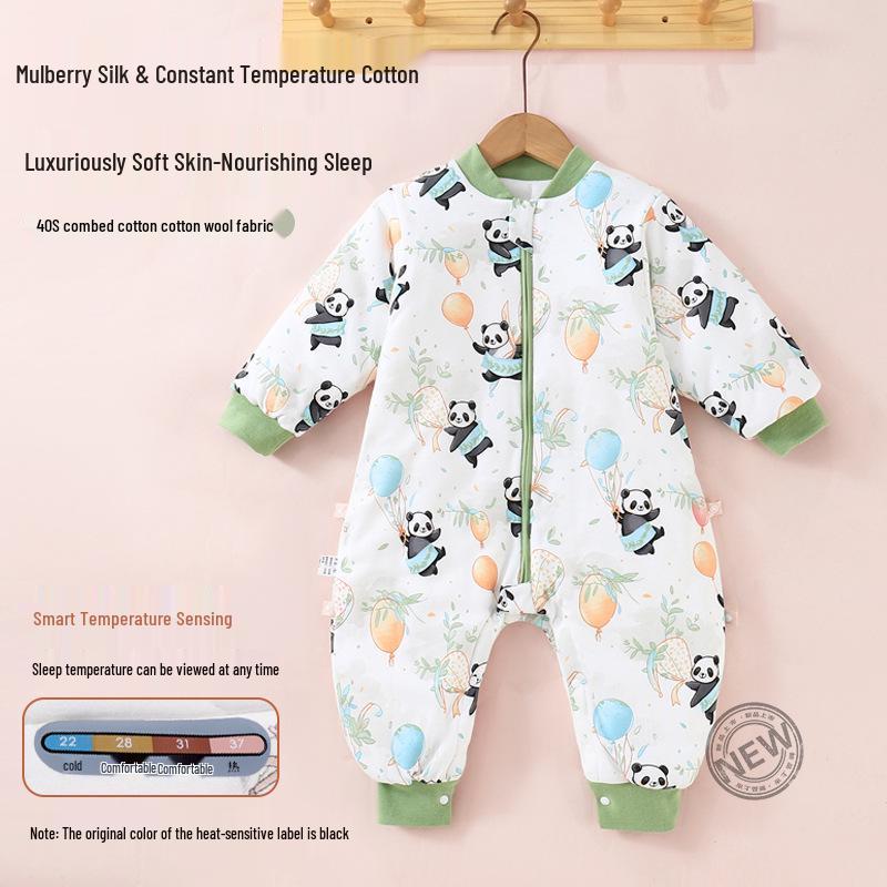Mulberry Silk Baby Sleep Sack - All-Season Quilted Anti-Kick Split-Leg Design for Autumn & Winter