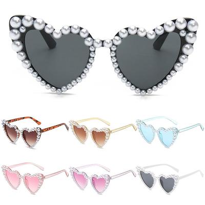 Outdoor Bling Uv400 Party Glasses Shades Heart Sunglasses Pearls Sun Glasses