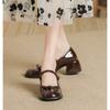 Spring Thick Heel Women Mary Jane Shoes Shallow Ladies Casual Butterfly-knot Shoes Eelgant Dress Leather Shoes