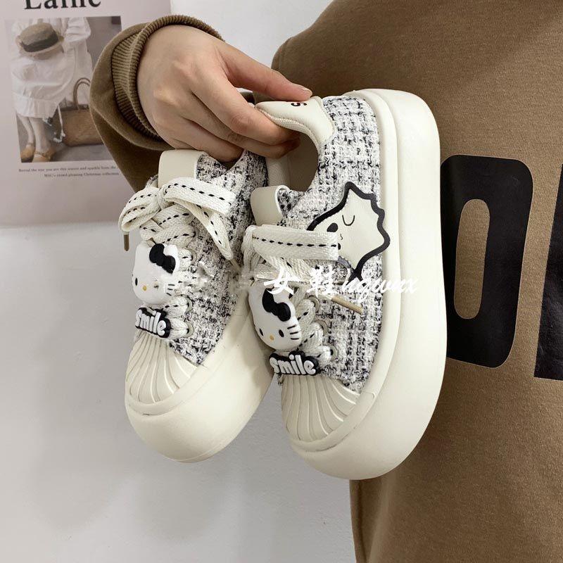 Spring Explosion Ugly Cute Big Head Little White Shoes Children's Platform 2025 New Middle and Older Children's Casual Versatile Sports Shoes