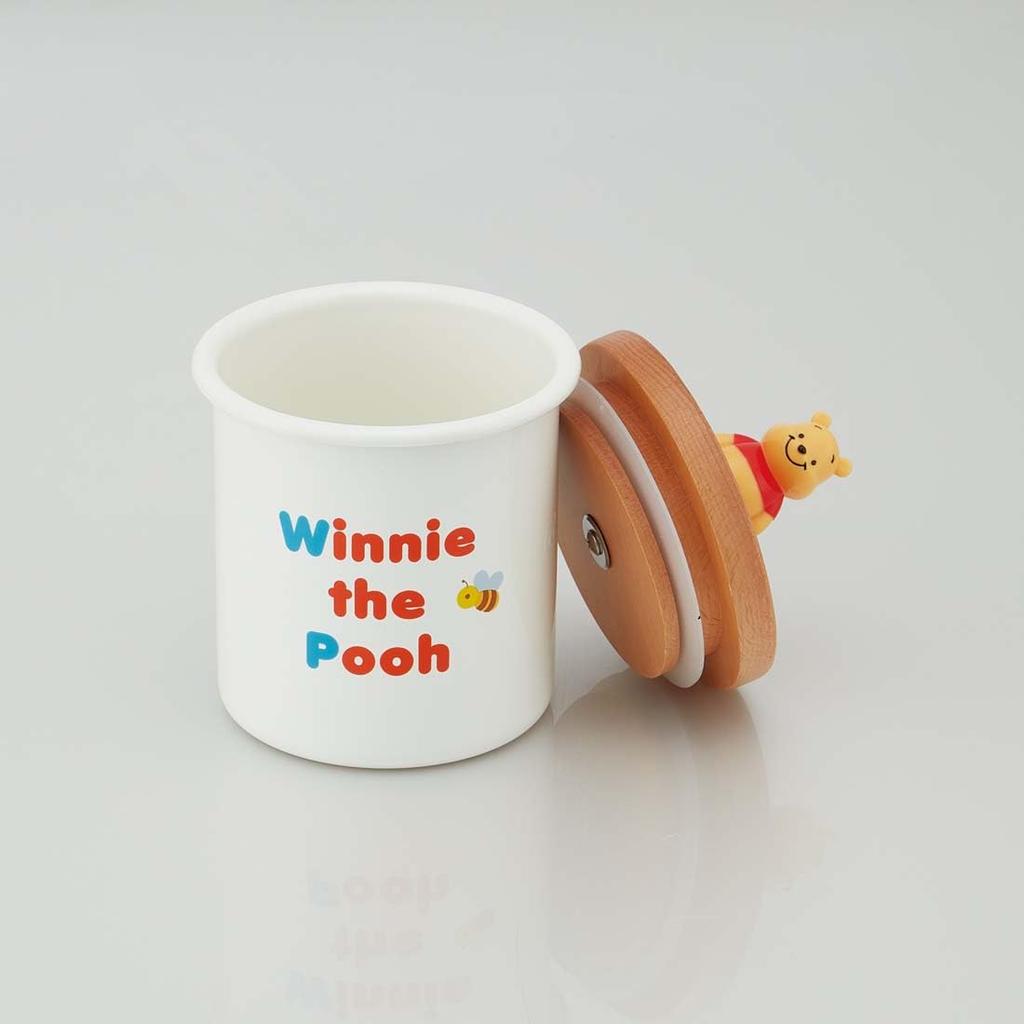Skater Enamel Canister with Wooden Lid, 750ml, Disney Winnie the Pooh Mascot, ENC8D-A