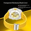 Skeleton Automatic Mechanical Watch for Men Casual Transparent Case Waterproof Luminous Wrist Watch Silicone Strap