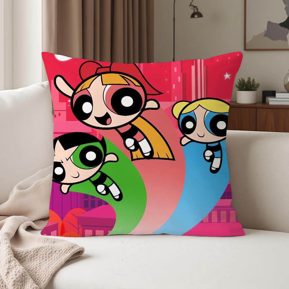 Anime The P-powerpuff Cute G-girls Pillow Case Suitable For Bedrooms Living Rooms Cars Home Decoration