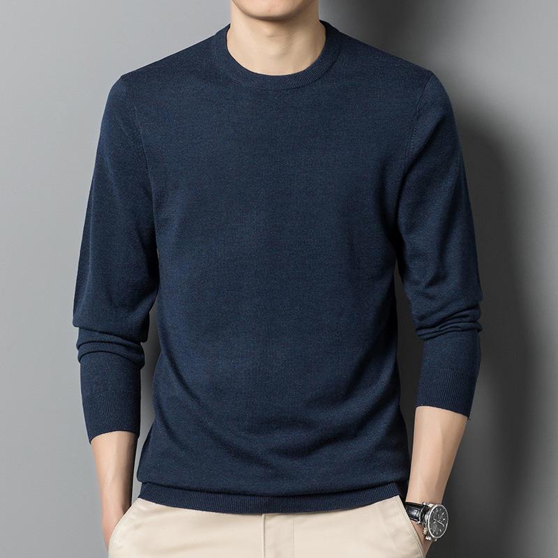 Кардиган мужской однотонный тонкий вязаный свитер весна и осень новый мужской круглый — фото 12