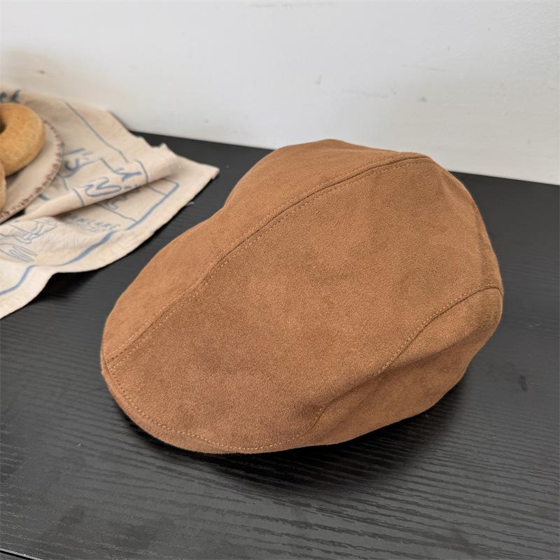 Solid Color Simple Suede Forward Hat Children Autumn and Winter Cap Casual Versatile Face Small Retro Reverse Wear