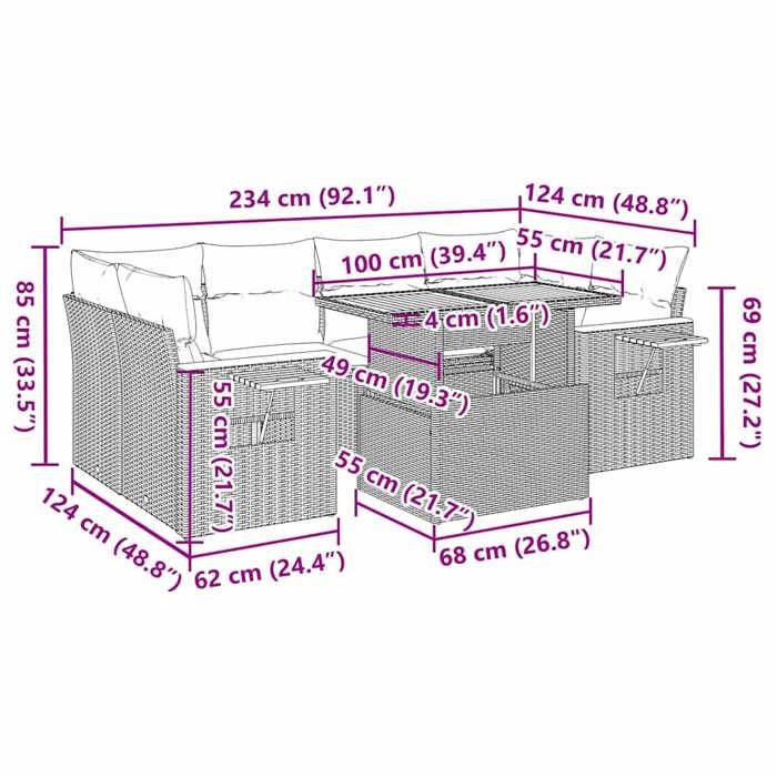 VidaXL Garden Furniture Set with Cushions 7 Pcs Black Braided Resin Acacia 3327562