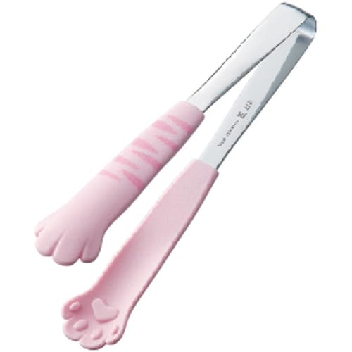 Tanabe Metalwork Tabletop Tongs, Catchy, Tiger, Peach, Pink, 1238